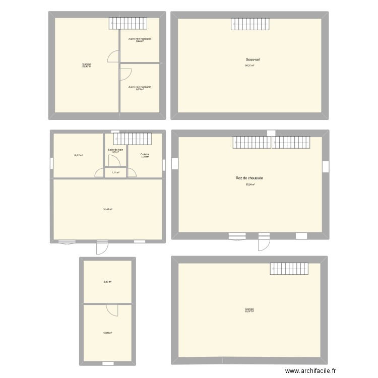 maison Poissy - template extension. Plan de 13 pièces et 317 m2