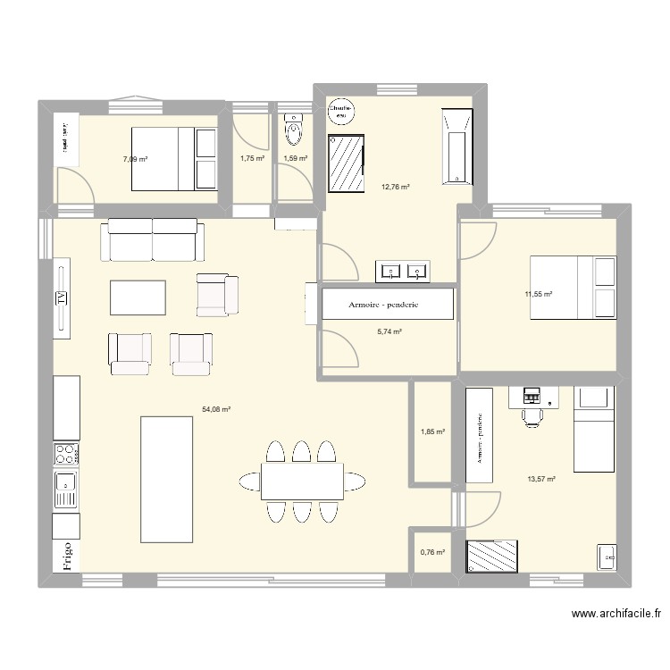 Plan Hameau 3 CH V1. Plan de 10 pièces et 111 m2