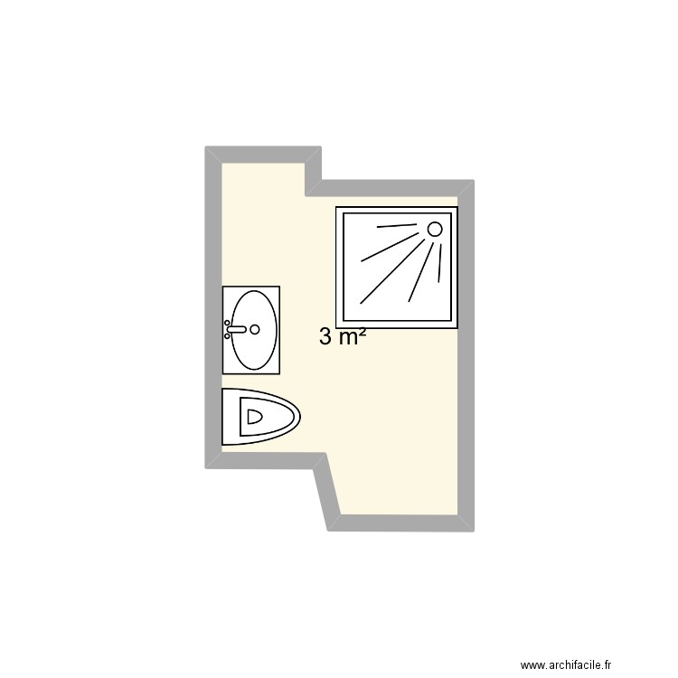 Salle de bain laurie. Plan de 1 pièce et 3 m2