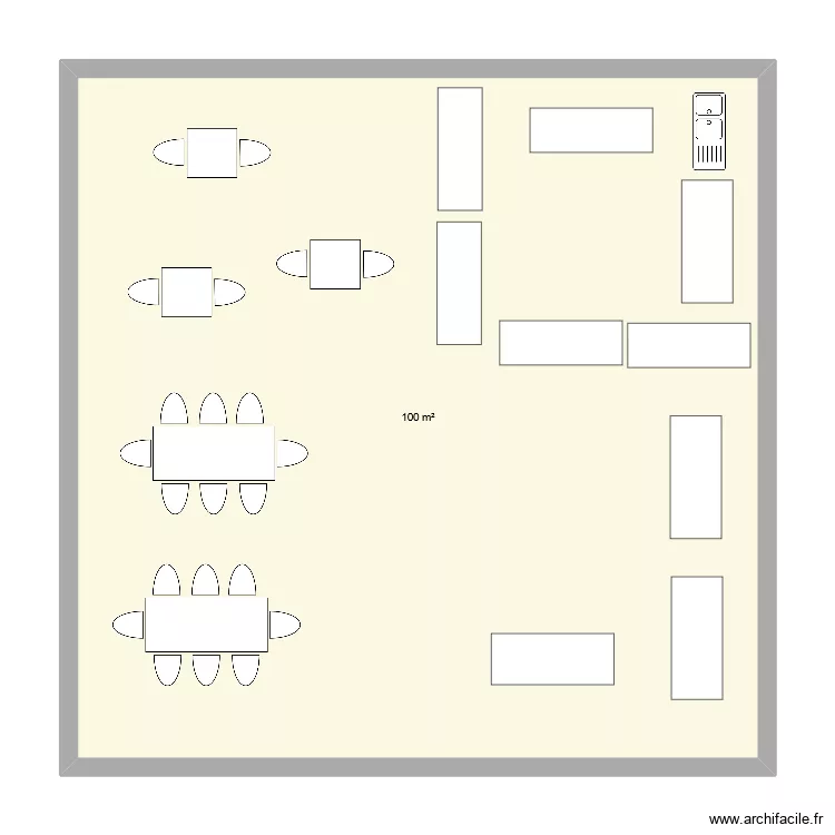 chapiteau noel-raclette. Plan de 1  et 100 m²