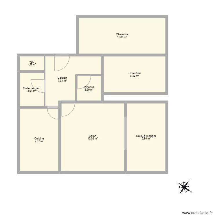 4tuk,u. Plan de 9  et 69 m²
