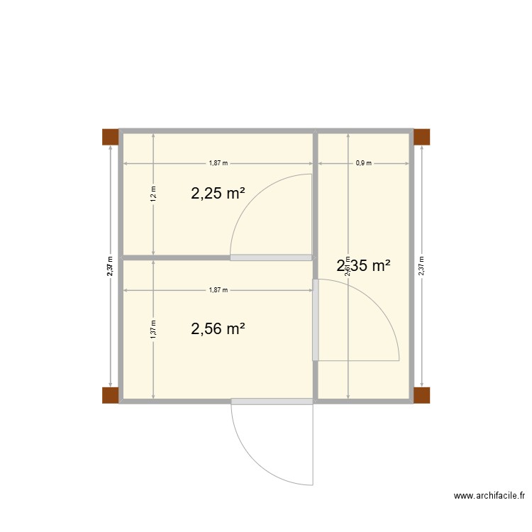 sanit1. Plan de 3 pièces et 7 m2