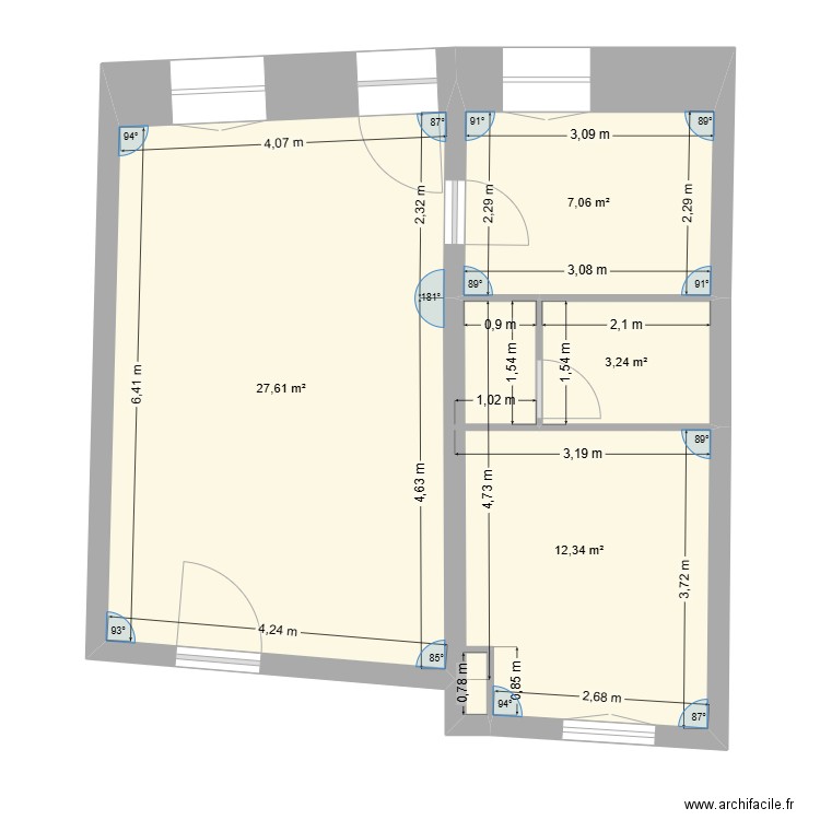 TOURY. Plan de 4 pièces et 50 m2
