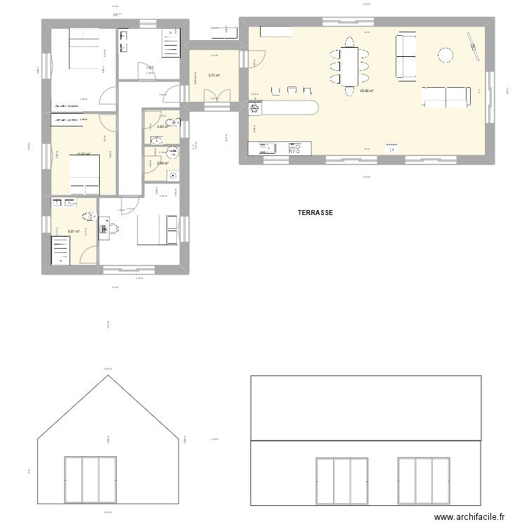 Koya 3. Plan de 6 pièces et 96 m2