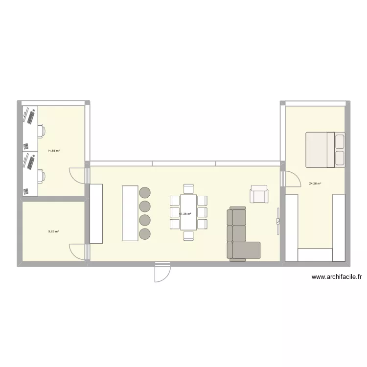 plan2. Plan de 4  et 96 m²