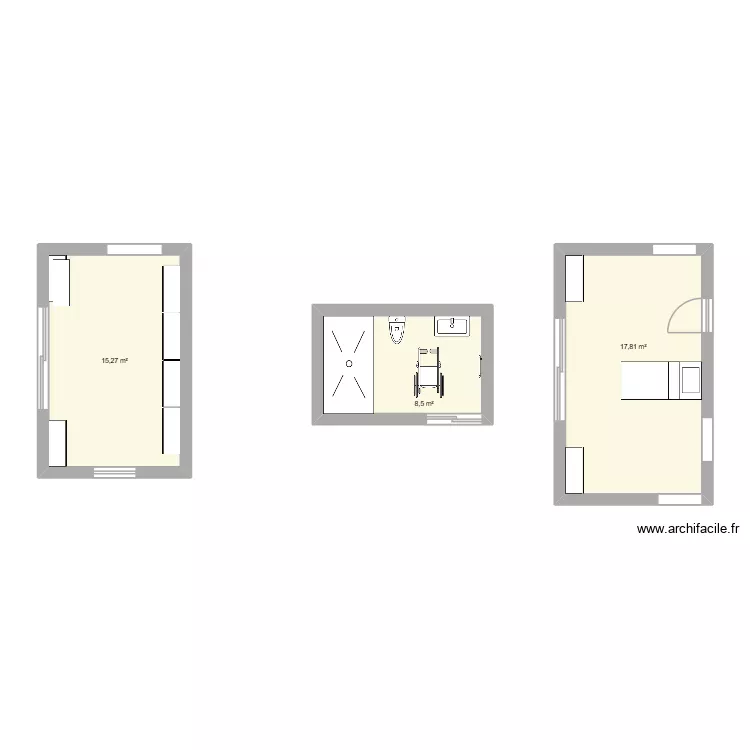 VAD MAE. Plan de 3  et 42 m²