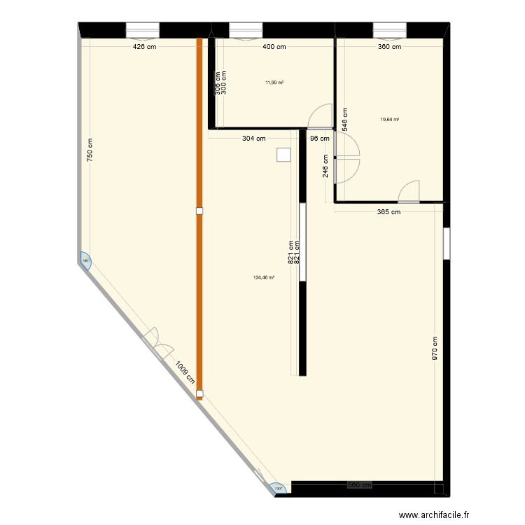 immo franco suisse existant. Plan de 3 pièces et 156 m2