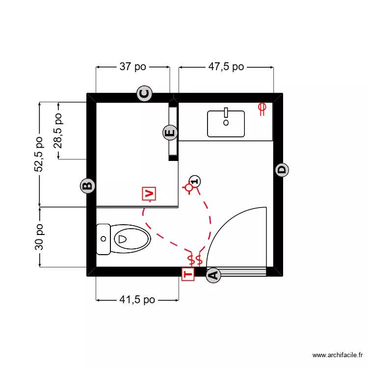 poitras &Eacute;lectrique. Plan de 1 Pièce et 5 m²