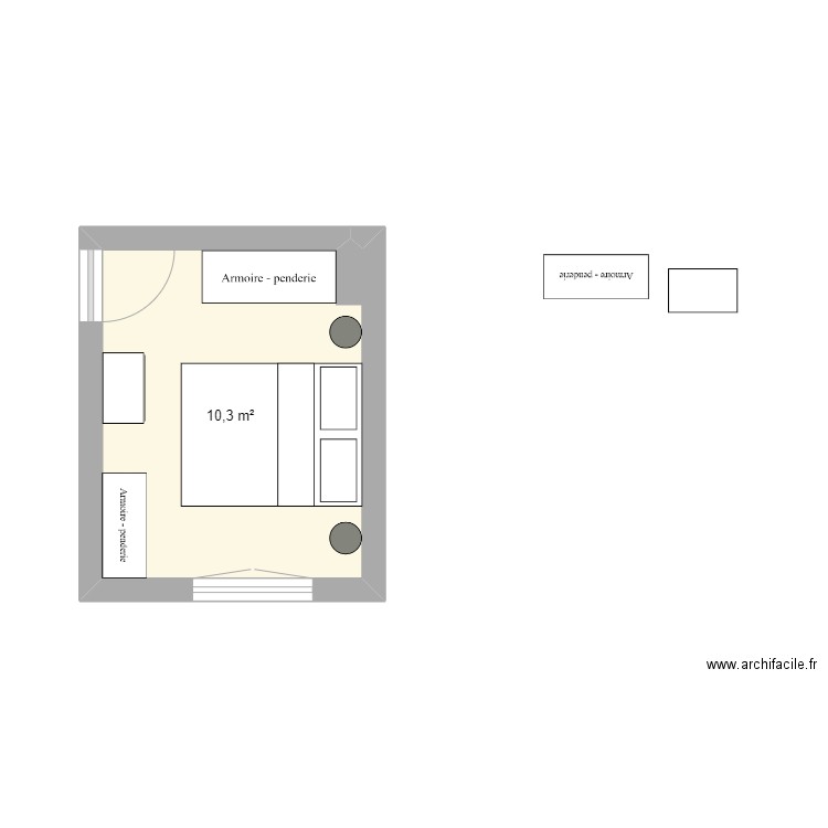 Chambre A&Y. Plan de 1 pièce et 10 m2