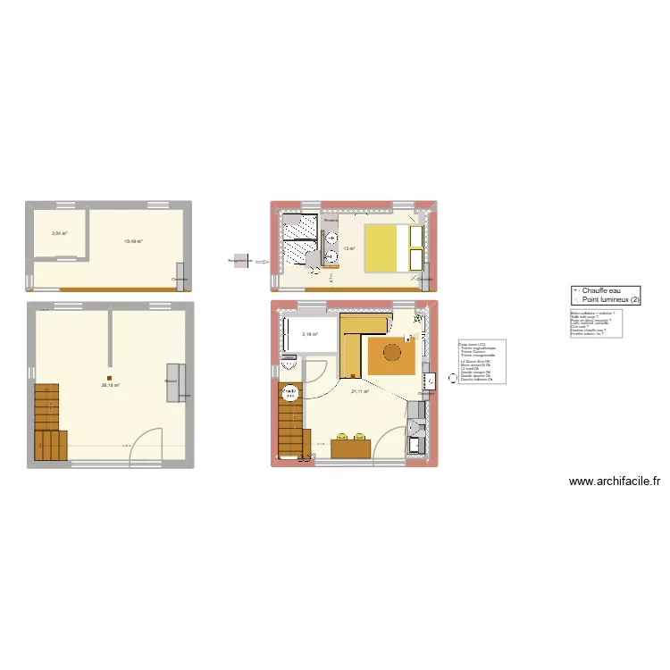Havane 23 vrais cotes. Plan de 6  et 76 m²