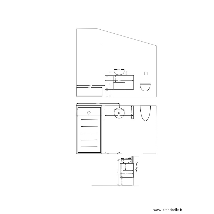 dispostion sanitaires sdb jardin. Plan de 0 pièce et 0 m2
