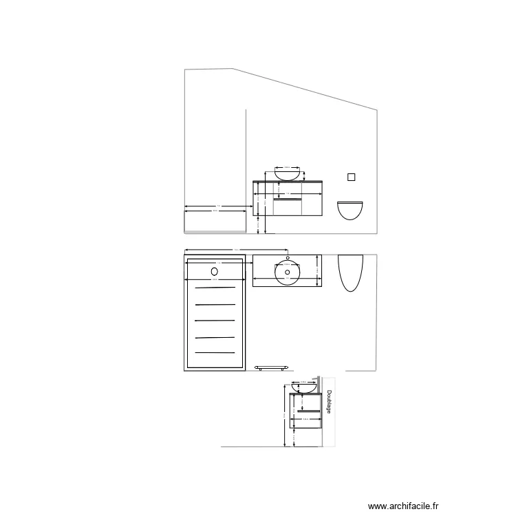 dispostion sanitaires sdb jardin. Plan de 