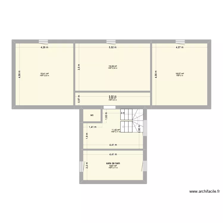 CLARENCE R+1. Plan de 7  et 85 m²