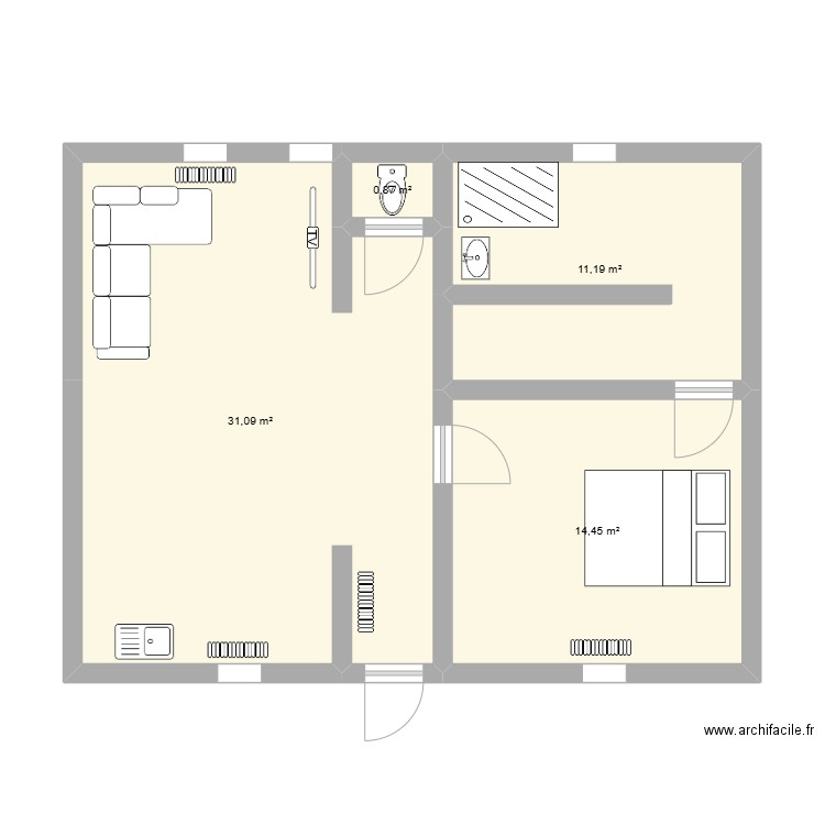 ANCIEN 2. Plan de 4 pièces et 58 m2
