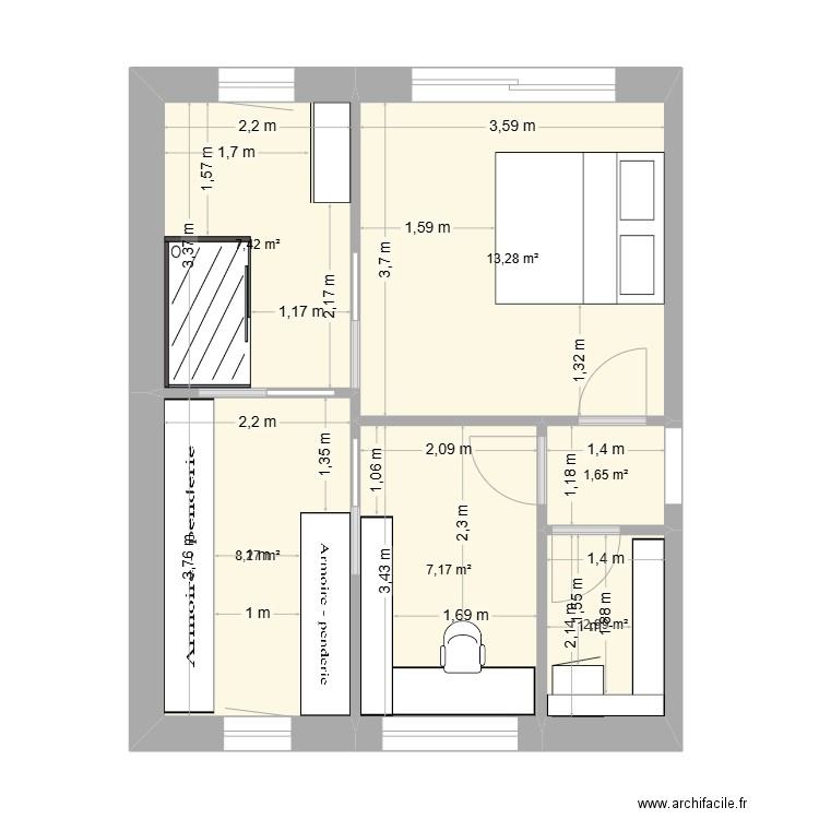 Extension Héron. Plan de 6 pièces et 41 m2