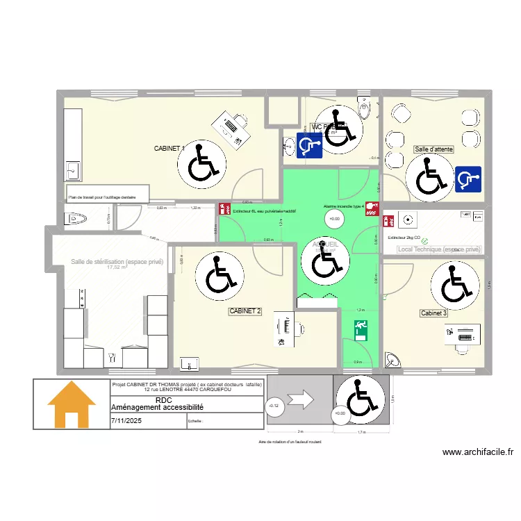 CABINET DR THOMAS   plan d\'accessibilit&eacute; 2026-1. Plan de 8  et 100 m²