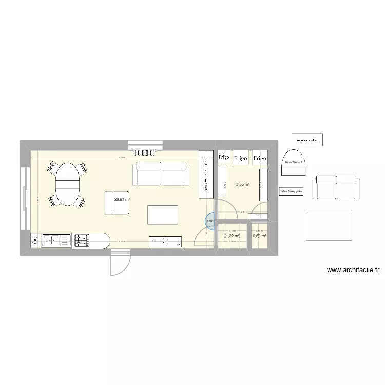 Garage 1 evolution meubl&eacute; 1 - porte placard. Plan de 4  et 36 m²