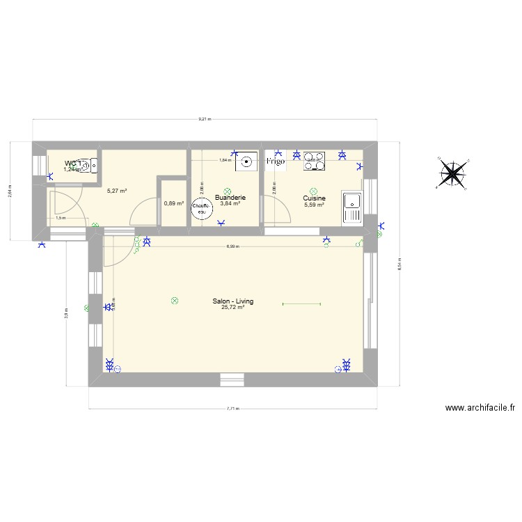 Yves. Plan de 11 pièces et 85 m2