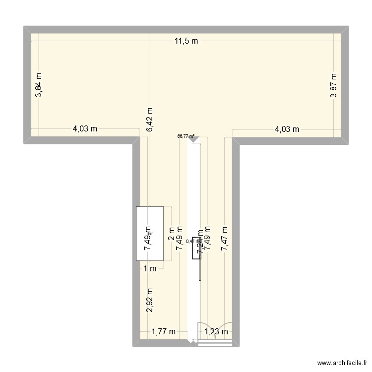 restaurant. Plan de 2 pièces et 67 m2