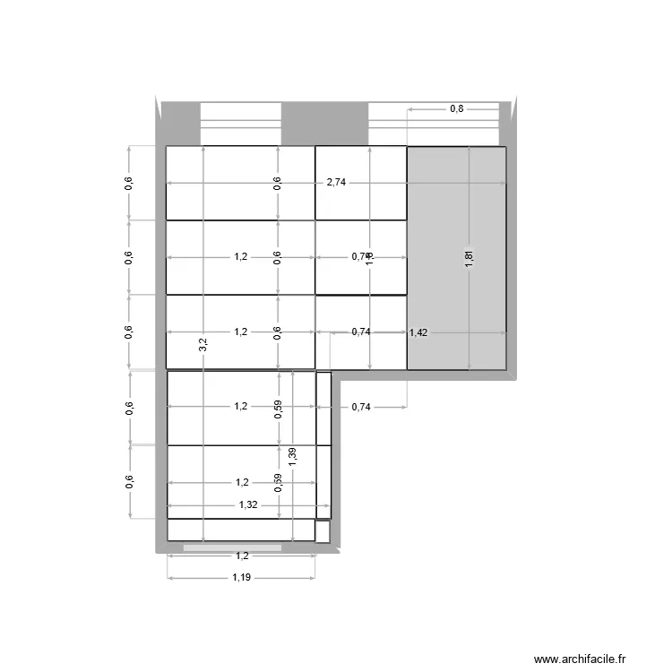 PLAN SDB option 6. Plan de 1 Pièce et 7 m² PLAN SDB option 6. Plan de 1 Pièce et 7 m²