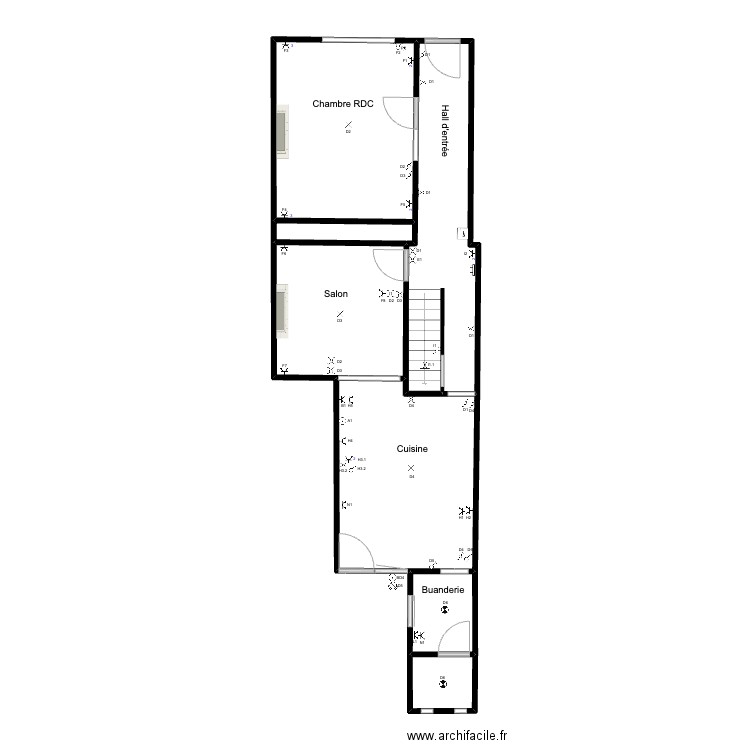 Lodelinsart RDC_Sch_Real_Elect. Plan de 7 pièces et 63 m2