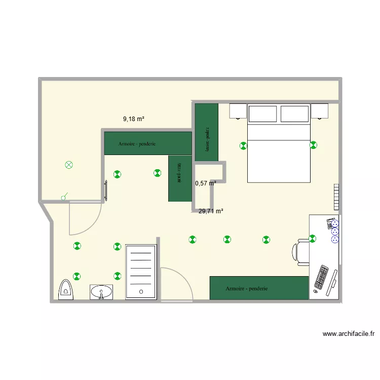 Combles. Plan de 3  et 39 m²