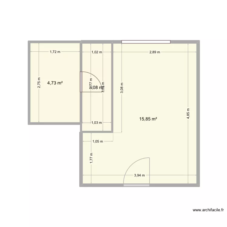 Atelier. Plan de 3 Pièces et 24 m²