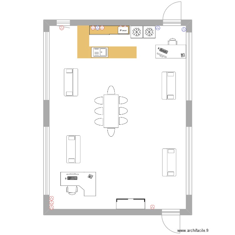 Club House. Plan de 1 pièce et 48 m2