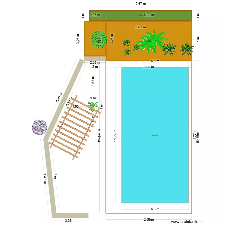 Espace piscine. Plan de 