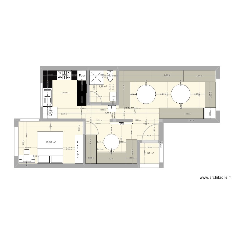 maison2. Plan de 4 pièces et 54 m2