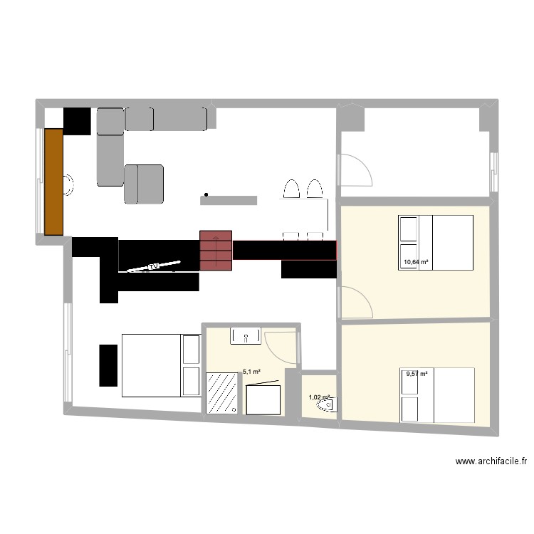 ATTILA-2. Plan de 4 pièces et 26 m2