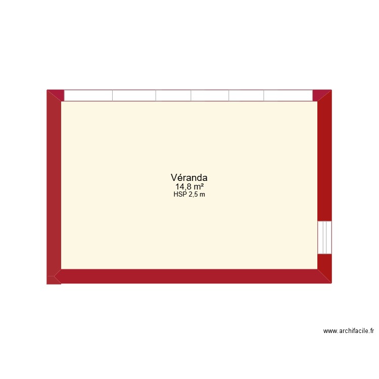 Solarium. Plan de 1 pièce et 15 m2