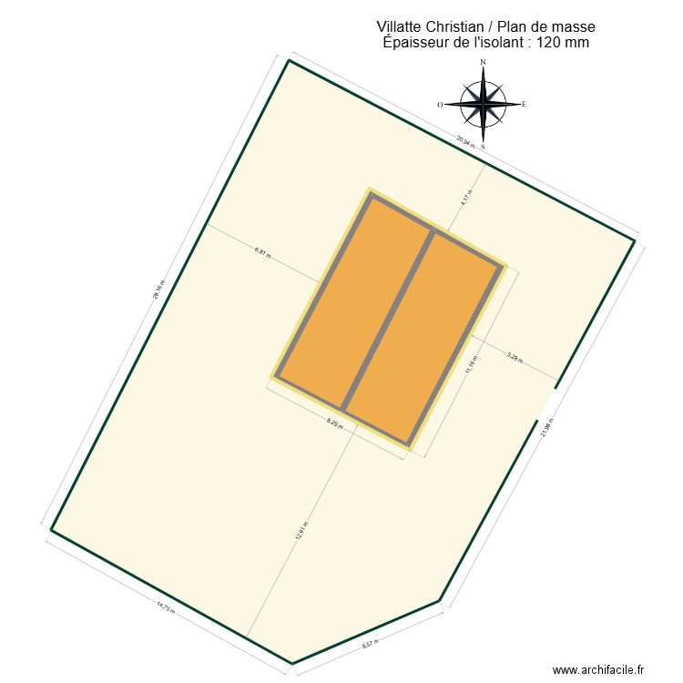 Villatte Christian - ite masse. Plan de 3 pièces et 173 m2