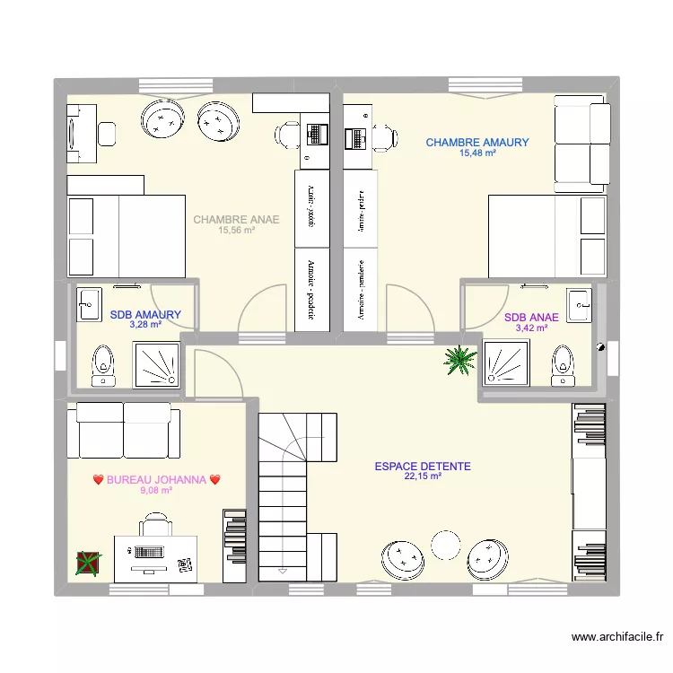 MAISON IA CLIM ETAGE R1. Plan de 