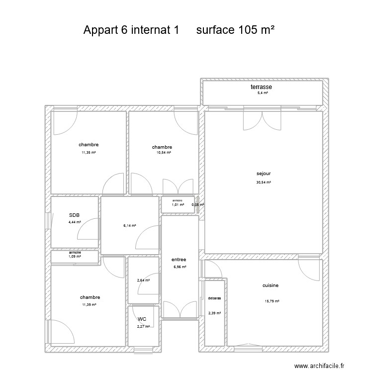 appart 6. Plan de 15 pièces et 112 m2