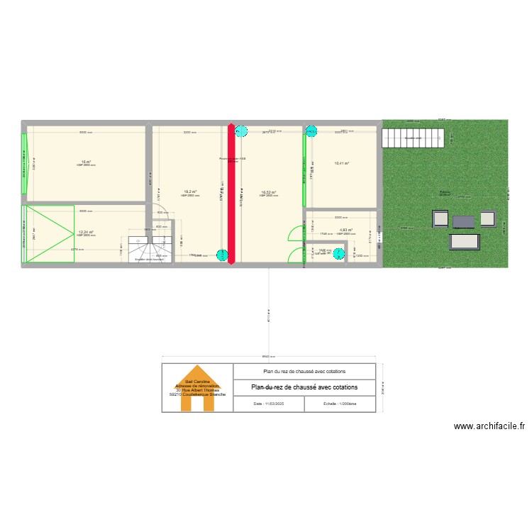 plan caro rdc. Plan de 7 pièces et 80 m2
