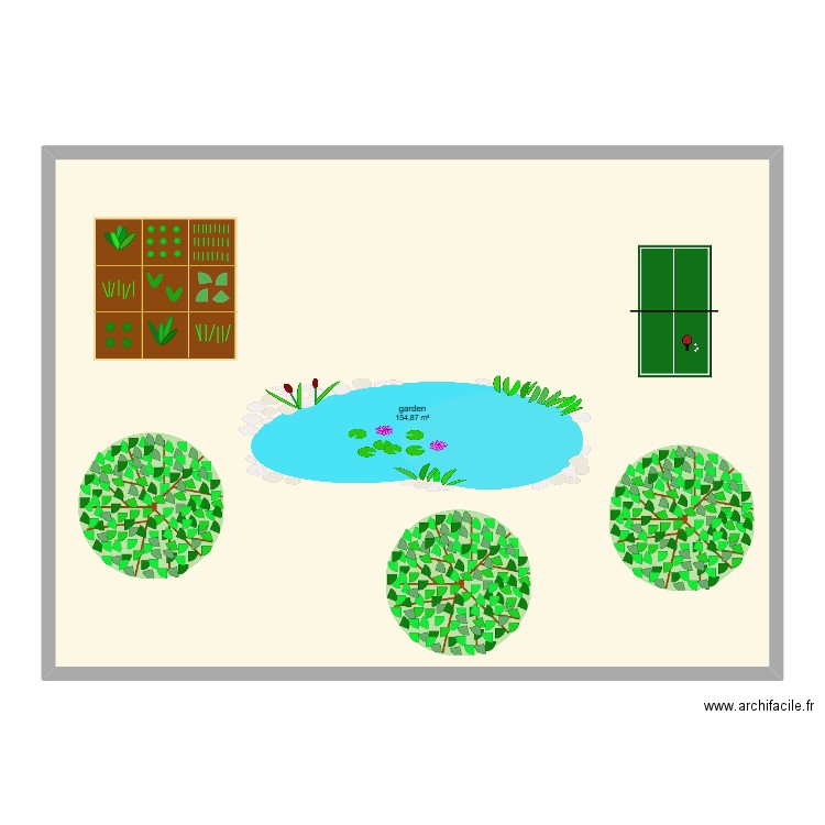 garden. Plan de 1 pièce et 155 m2