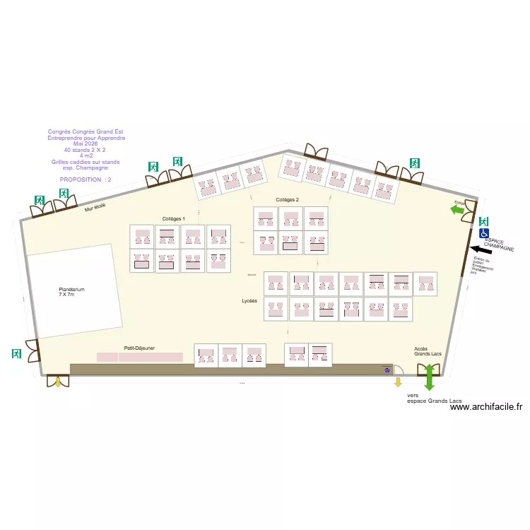 Congr&egrave;s Congr&egrave;s Grand Est  Entreprendre pour Apprendre Mai 2026  espace champagne prop 2.. Plan de 1  et 584 m²