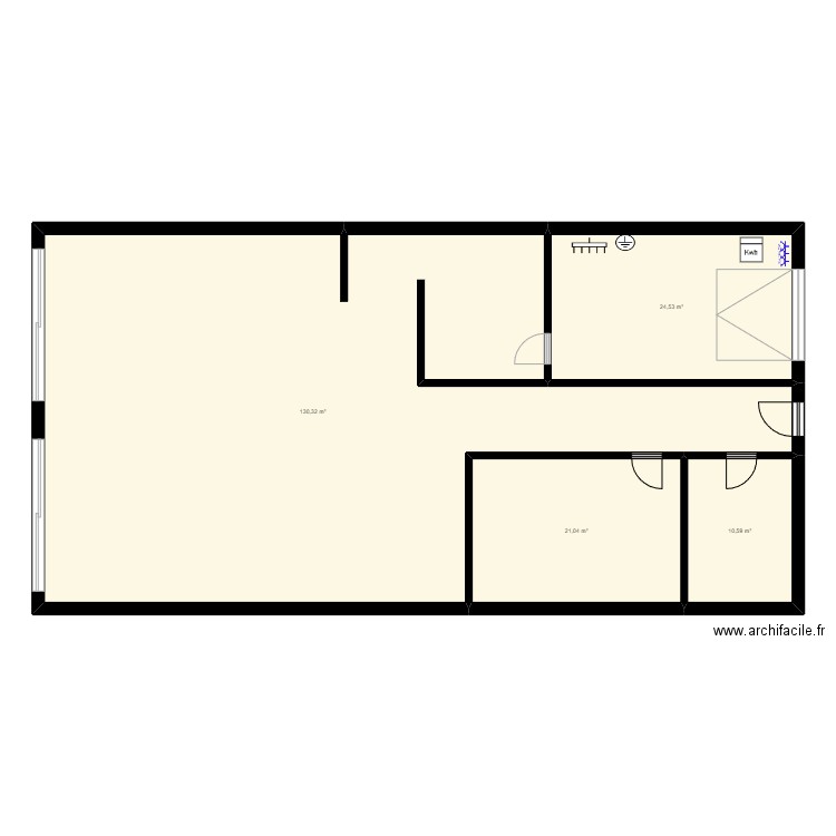 benoit rdc. Plan de 4 pièces et 186 m2