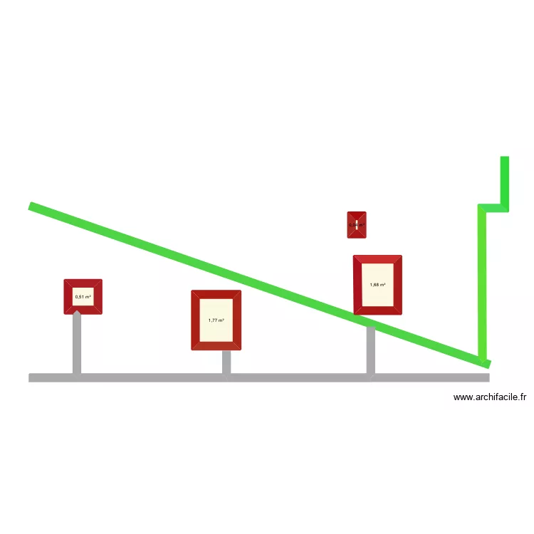 habitations Descamd succ&eacute;sives 1850-2026. Plan de 4 pièces et 4 m²