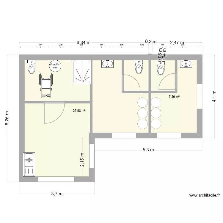 STADE 2. Plan de 2  et 36 m²