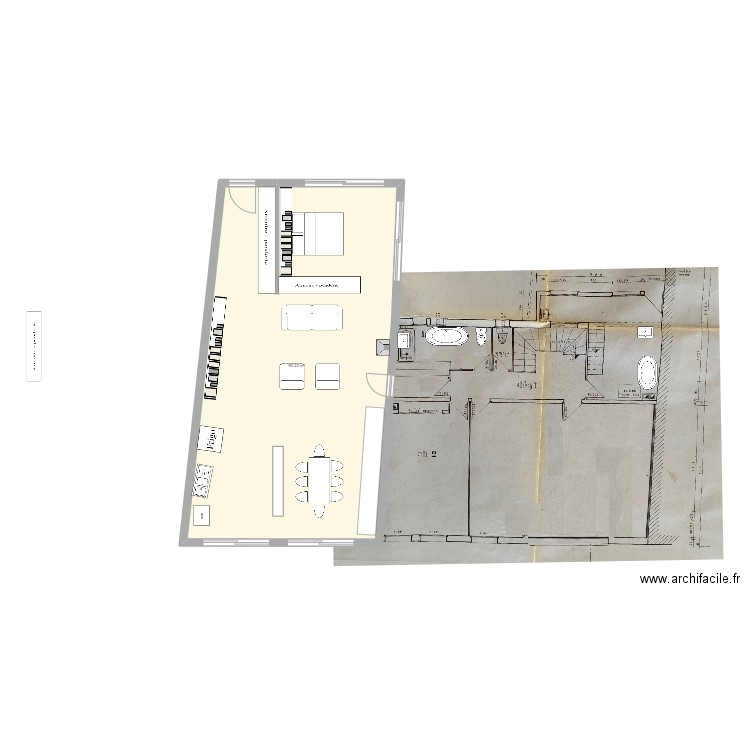 Loft sur garage. Plan de 1 pièce et 90 m2
