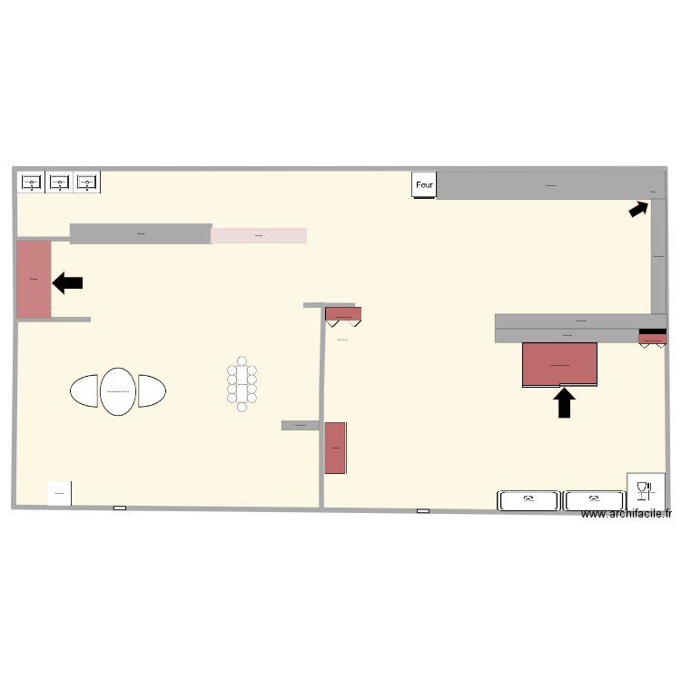 Cuisine. Plan de 1 pièce et 1272 m2
