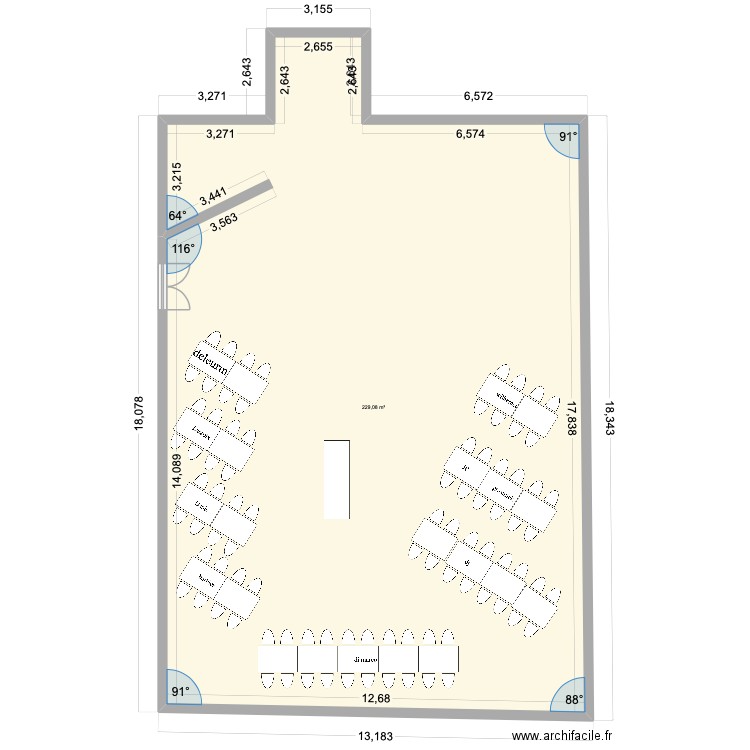 plan de salle nouvelle an luttange. Plan de 1 pièce et 229 m2