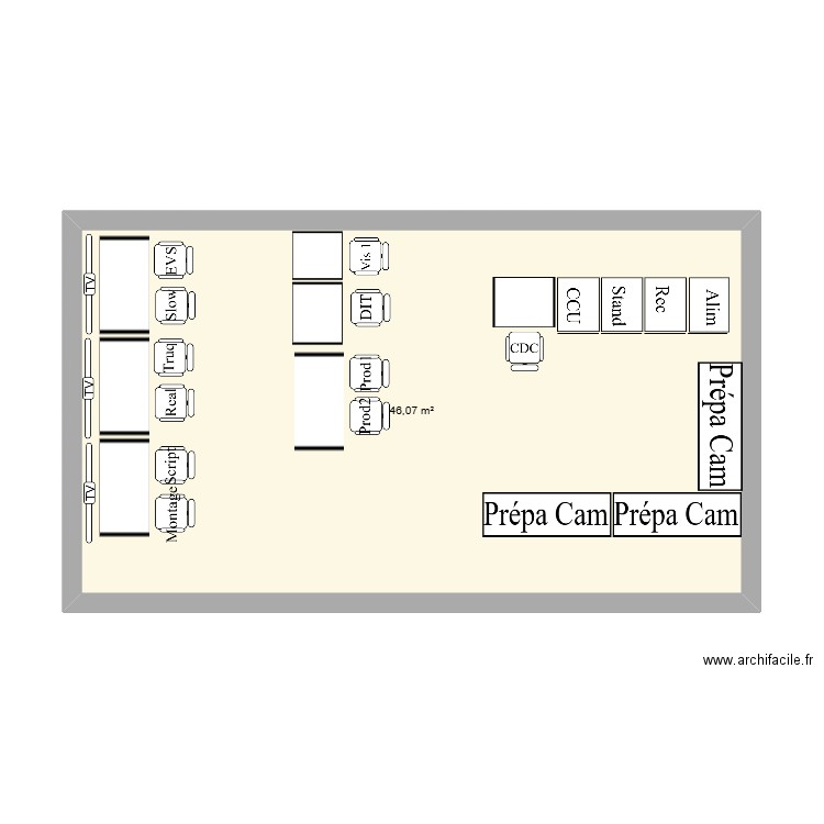 Messika. Plan de 1 pièce et 46 m2