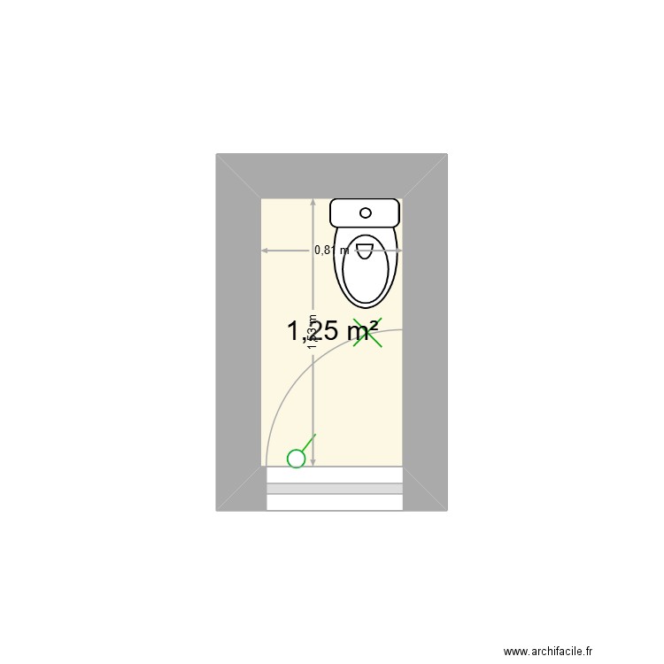 tixo. Plan de 1 pièce et 1 m2
