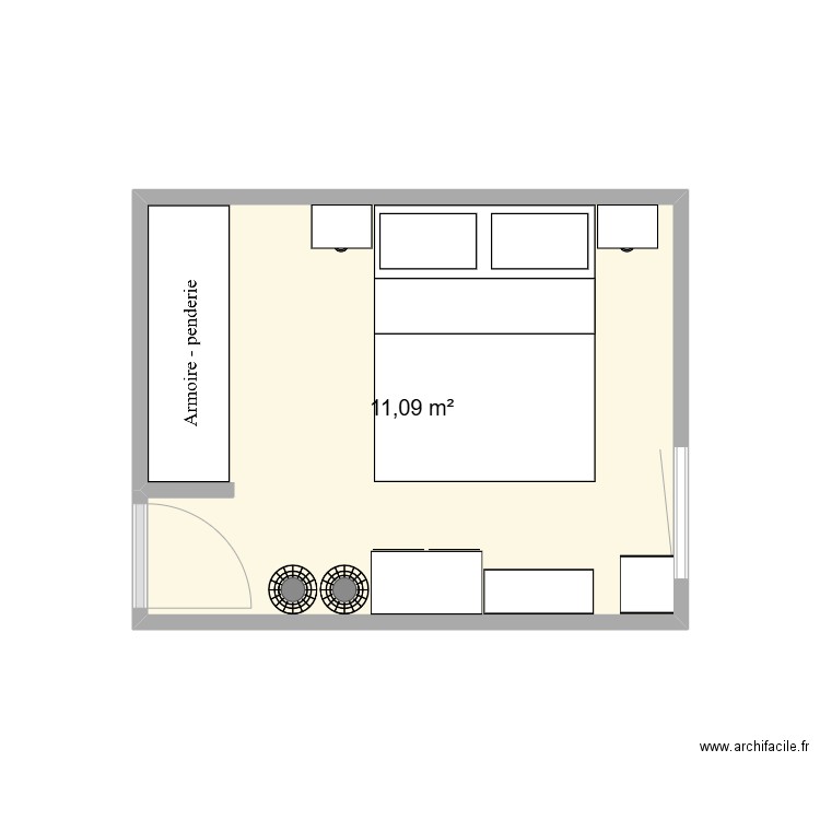 chambre marseille. Plan de 1 pièce et 11 m2