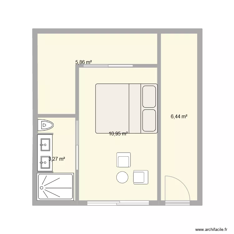 Maison sete cabanon version 1. Plan de 4 Pièces et 27 m² Maison sete cabanon version 1. Plan de 4 Pièces et 27 m²