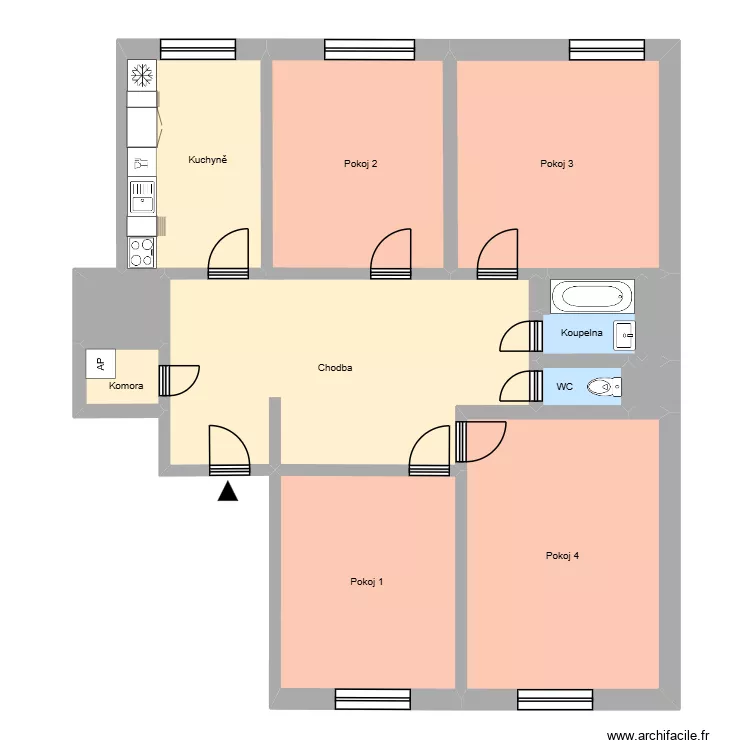 Hlavn&iacute; tř&iacute;da 706, byt 6. Plan de 17  et 234 m²