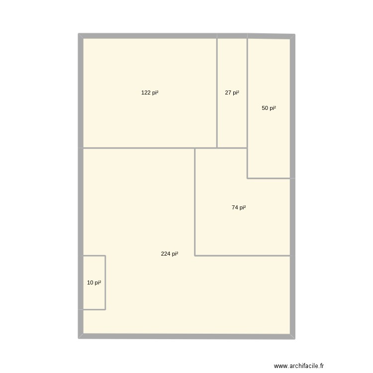 3 et demi. Plan de 6 pièces et 47 m2